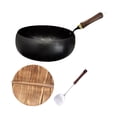 thumbnail image 2 of Siruishop Wok Pan Wooden Handle Cookware Pans Cooking Cooking Wok Universal Nonstick Wok 28cm, 2 of 8
