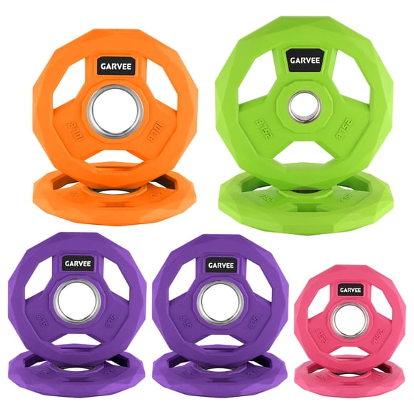 International Games 2-Inch Rubber Coated Color-Coded Weight Plates Set - Bumper Plates for Strength Training, Fractional & Change Plates, Fitness & Weightlifting - Home Gym Use
