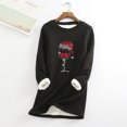 thumbnail image 2 of IROINID Liquidation Chandail de Noël pour Femmes Imprimé Manches Régulières Automne Hiver Ample Vacances Détente Manches Col Rond Chemise Hauts,Noir, 2 of 5