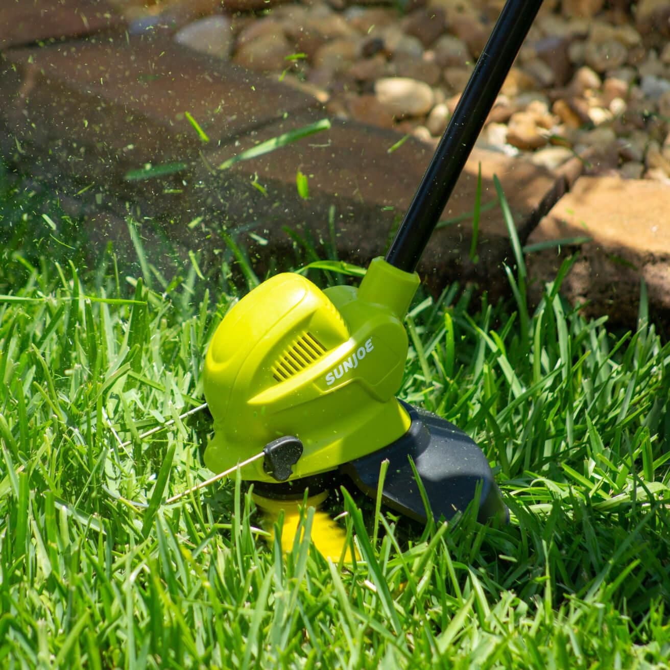 Sun Joe 24V-SB10-LTE 24-Volt iON+ Cordless SharperBlade Stringless Lawn Trimmer Kit, 10-Inch, W/ 2.0-Ah Battery and Charger