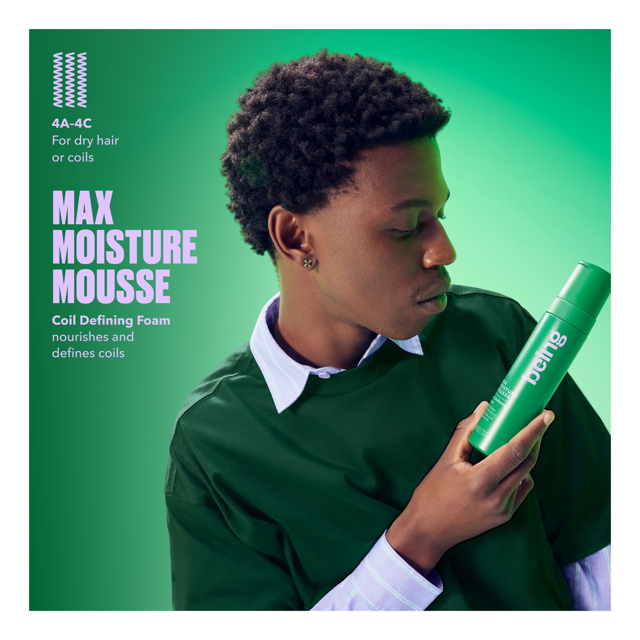 being MAX MOISTURE MOUSSE Coil Defining Foam with Cocoa Butter and Oat Extract 222mL