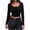 Black, variant on Timegard Ribbed Tops for Women Scoop Neck Cropped Slim Fitting Blouse Fall Casual Comfy Long Sleeve Tops