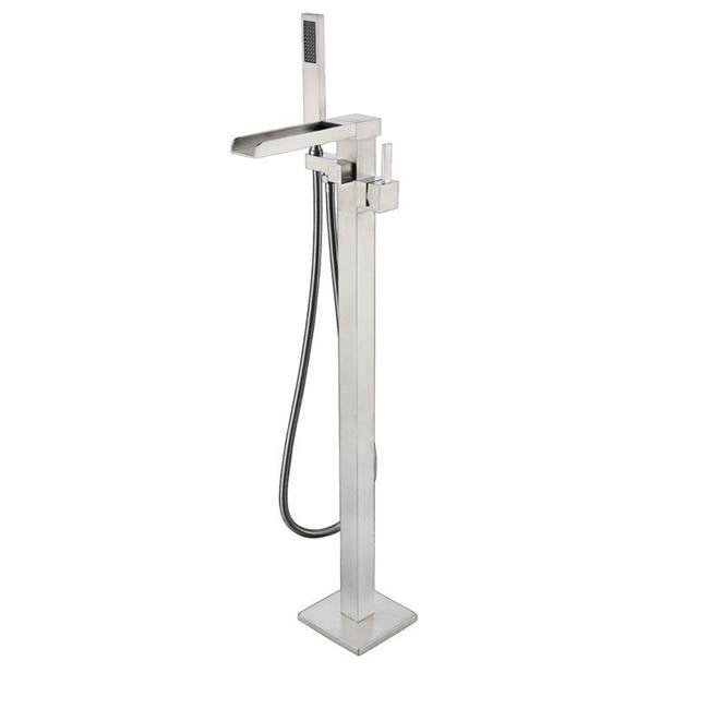 Lexora LDF02041FSBNL Robinet de Baignoire Autoportant Simple de 9,8 Po avec Douchette à Main&44; Nickel Brossé