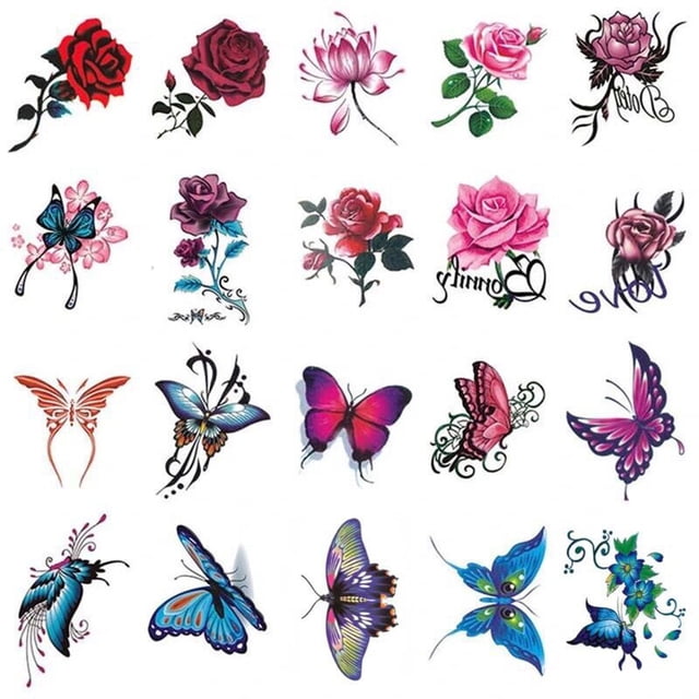 Holiday Gifts! Gspmoly Temporary Tattoos, Rose Stickers Color Printing Stickers Fake Tattoos