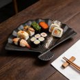 thumbnail image 4 of Sector Shaped Ceramic Plate Food Serving Dish For Japanese Cuisine Barbecue And Dumplings Porcelain Tableware For Restaurant Food Serving, 4 of 4