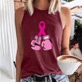 thumbnail image 1 of TIMIFIS Breast Cancer Ribbon Women's Racerback Tank Casual Sleeveless Printed Ladies Round Neck Blouses Tops T-Shirt - Fall/Winter, 1 of 5