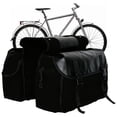 thumbnail image 2 of Canvas Bike Double Pannier Bags Water Resistant Rack Large Pockets Black, 2 of 8