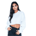 thumbnail image 1 of Mode Femmes Automne Shorts Crop Tops en Vrac Casual Couleur Unie à Manches Longues Col Rond Sous-Chemise Sport Pull, 1 of 8