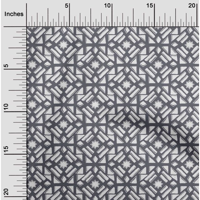 oneOone Cotton Poplin Fabric Geometric Block Print Fabric By Yard 42 Inch Wide