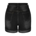 thumbnail image 2 of Womens Denim Button Zipper Short Summer Mid Waist Stretchy Pockets Jean Shorts, 2 of 7
