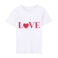 thumbnail image 4 of Meichang T-Shirts pour Femmes Hauts de la Saint-Valentin Imprimé Cœur Mignon T-Shirts Manches Courtes Col Rond Blouses de Vacances en Liquidation, 4 of 5