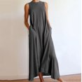 thumbnail image 1 of Robes Maxi pour Femmes 2023 Décontractées Mode Femme Été Sans Manches Décontractées à Col Rond Robes Robe de Couleur Unie Robes de Soirée pour Femmes Élégantes et Chic en Liquidation, 1 of 4