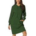 thumbnail image 1 of INSPIRE CHIC Chandail Molletonné Décontracté pour Femme à Enfiler, Manches Longues, Robe Midi à Capuche avec Poches, m Vert Armée, 1 of 7