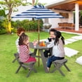 thumbnail image 2 of Costway Ensemble de Table en Bois pour Enfants avec Table Octogonale 4 Tabourets et Parasol Amovible et Ajustable Gris, 2 of 10