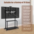 thumbnail image 4 of Gymax Mobile TV Cart w/ Wheels Camera Shelf & AV Shelves for 32''-80'' Flat Screen TVs, 4 of 10