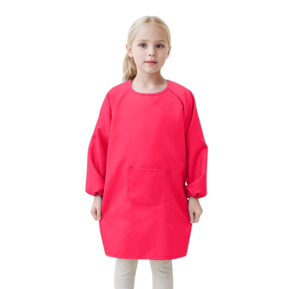 Sunnyoo Little Boys Long Sleeved T Shirt Kids Art Smock Apron with Pocket Casual Versatile Tshirt