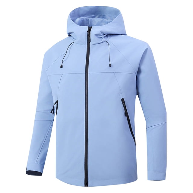 Pisexur Windbreaker Jacket Men's Mode Décontractée Couleur Unie Poches Fermeture Éclair Jacket Manches Longues à Capuche Décontracté Extérieur Coat Randonnée Jacket Men Rain Coat Grande Taille Jackets for Men