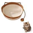 thumbnail image 2 of Hearth & Gear Cat Woven Cat Bed Rope Weaving Pet Handwoven Breathable Durable Natural Rattan Cats Sleeping With Toy Tail For Small & Large Cat & Dog Cedar Bat for Outdoors Large Pet for outside, 2 of 5