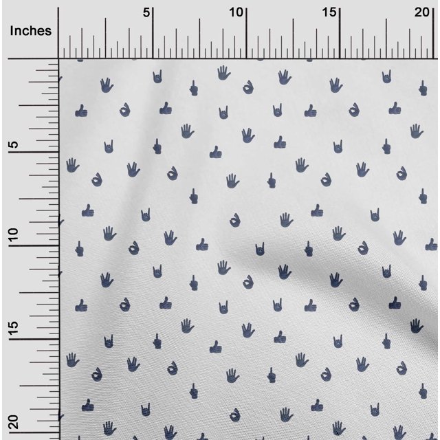 oneOone Georgette Viscose Fabric Finger Sign Symbol Decor Fabric Printed BTY 42 Inch Wide