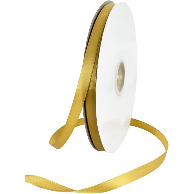 TONIFUL 3/8 Inch x 100yds Dark Gold Satin Ribbon Thin Solid Fabric Ribbons Roll for Gift Wrapping Invitation Floral Hair Balloon Craft Sewing Party Wedding Popsicles Decoration Valentine's Day Bouquet