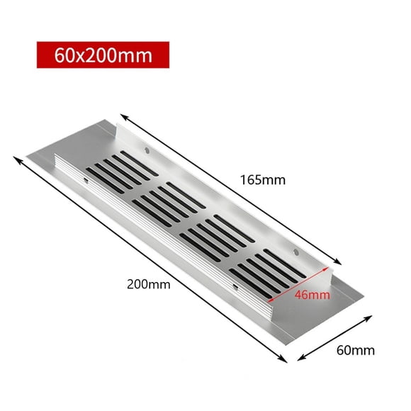 60mm Aluminium Ventilation Grille Rectangular Cabinet Wardrobe Air Vent Grille Ventilation-Cover Exhaust Cooling Grid Accessory