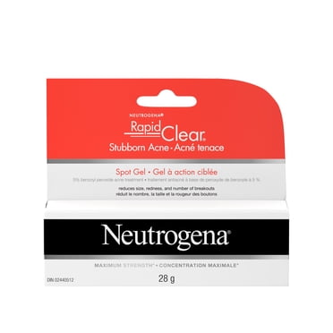 Neutrogena Rapid Clear Stubborn Acne Spot Treatment for Face with Maximum OTC Strength 5% Benzoyl Peroxide Medication – Reduces Severity & Size of Breakouts – 28g