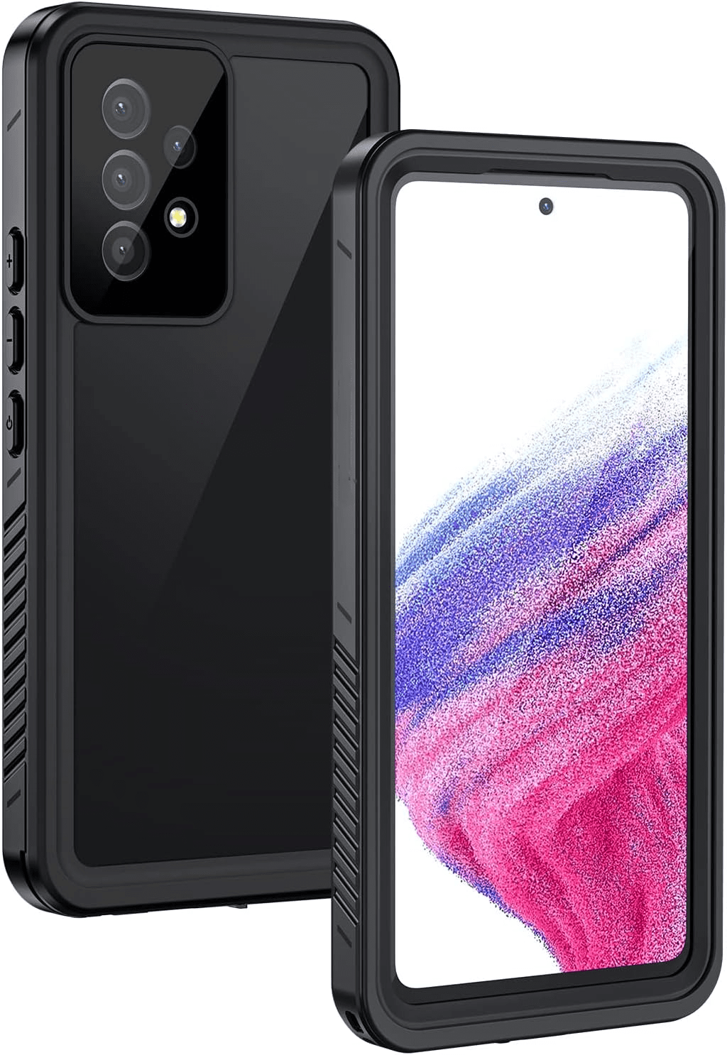 REQO Samsung Galaxy A53 5G Case, IP68 Waterproof Dustproof Case with Built-in Screen Protector, Rugged Full Body Shockproof Phone Cover for Samsung A53 5G, Black/Clear