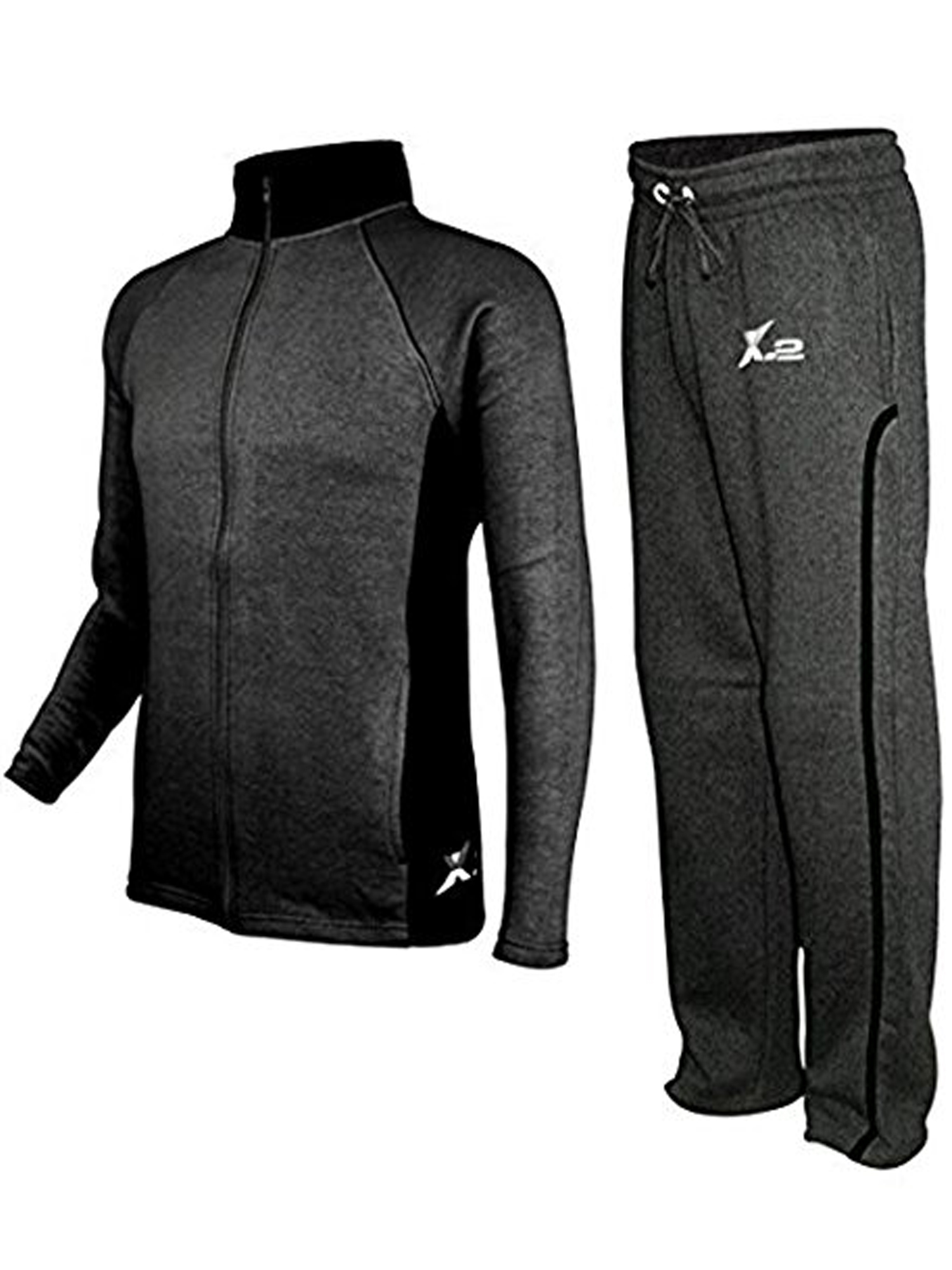 X-2 Mens Athletic Activewear Full Zip Fleece Color Tracksuit Jogging Sweatsuit