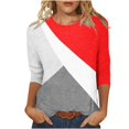 thumbnail image 2 of TIMIFIS Hauts pour Femmes Mi-Long Printemps Automne Imprimés Manches 3/4 Hauts Mode Grande Taille Col Ras du Cou T-Shirts Décontractés Blouses Chemises à Manches Longues pour Femmes Automne, 2 of 4