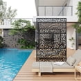 thumbnail image 1 of Edtara Outdoor Privacy Screen, Laser Cut Metal Divider Panel with Tropical Leaf Design, Freestanding and Weatherproof for Patio, Deck, Backyard, or Balcony, 1 of 8