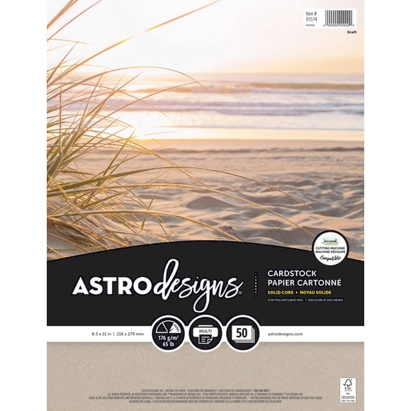 Neenah Astrodesigns Kraft Cardstock Paper, Letter Size, 65 lb, 50 Sheets
