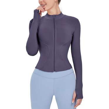 XINQIHANG Veste de Course Légère et Extensible pour Femmes à Fermeture Éclair Complète pour l'Entraînement, avec Trous pour les Pouces