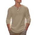 thumbnail image 4 of fatyb Casual Shirts for Men Long Sleeve Tshirts Button Pullover Solid Color Mens Lightweight Tee Tops, 4 of 7