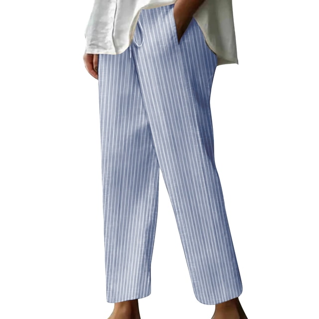 FNFYFH Clearance Plus Size Comfortable Ladies Linen Trousers Loose