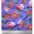 thumbnail image 1 of Soimoi Violet Coton Tissu Cambier Feuilles & Tissu Imprimé Floral 1 Yard 56 Inch Wide, 1 of 3