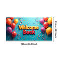 thumbnail image 1 of Welcome Back Banner Gradient Heart Stars Party Decoration Background Backdrop for Office Classroom Event Photography Celebration Decors, 1 of 4