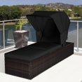 thumbnail image 1 of Gymax Rattan Patio Chaise Lounge Chair W/ Adjustable Canopy Black Cushion, 1 of 10