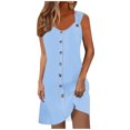 thumbnail image 1 of Ovzne Robes d'Été pour Femmes Robe d'Été pour Femmes Printemps et Été Vacances Bouton Col en V Robe à Bretelles Robe de Printemps Robe Imprimée Liquidation, 1 of 6