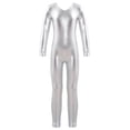 thumbnail image 1 of Manyakai Justaucorps de Gymnastique à Manches Longues pour Filles, Combinaison Intégrale de Ballet et Danse, Tenue de Danse Argent 4, 1 of 7