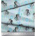 thumbnail image 2 of Soimoi Velvet Fabric Texture & Jellyfish Ocean Print Fabric by the Yard 58 Inch Wide, 2 of 4