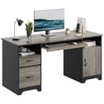 thumbnail image 4 of Bestier 59" Computer Desk with Drawers, Executive Desk with Storage Cabinet, Keyboard Tray for Home Office, Gray, 4 of 9