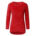 thumbnail image 2 of Innerwin Hauts Tricotés Manches Longues Pull Femme Vêtements de Détente Col Rond Tunique Ample Blouse Rouge TTP, 2 of 6