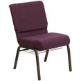 thumbnail image 1 of HERCULES Series 21''W Church Chair in Plum Fabric with Cup Book Rack - Gold Vein Frame, 1 of 9