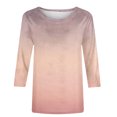 thumbnail image 5 of IROINID Économies Polyester T-Shirt à Manches Longues pour Femmes Loisirs Printemps Imprimé Manches Mi-Longues Col Rond Tee Hauts, Beige, 5 of 5
