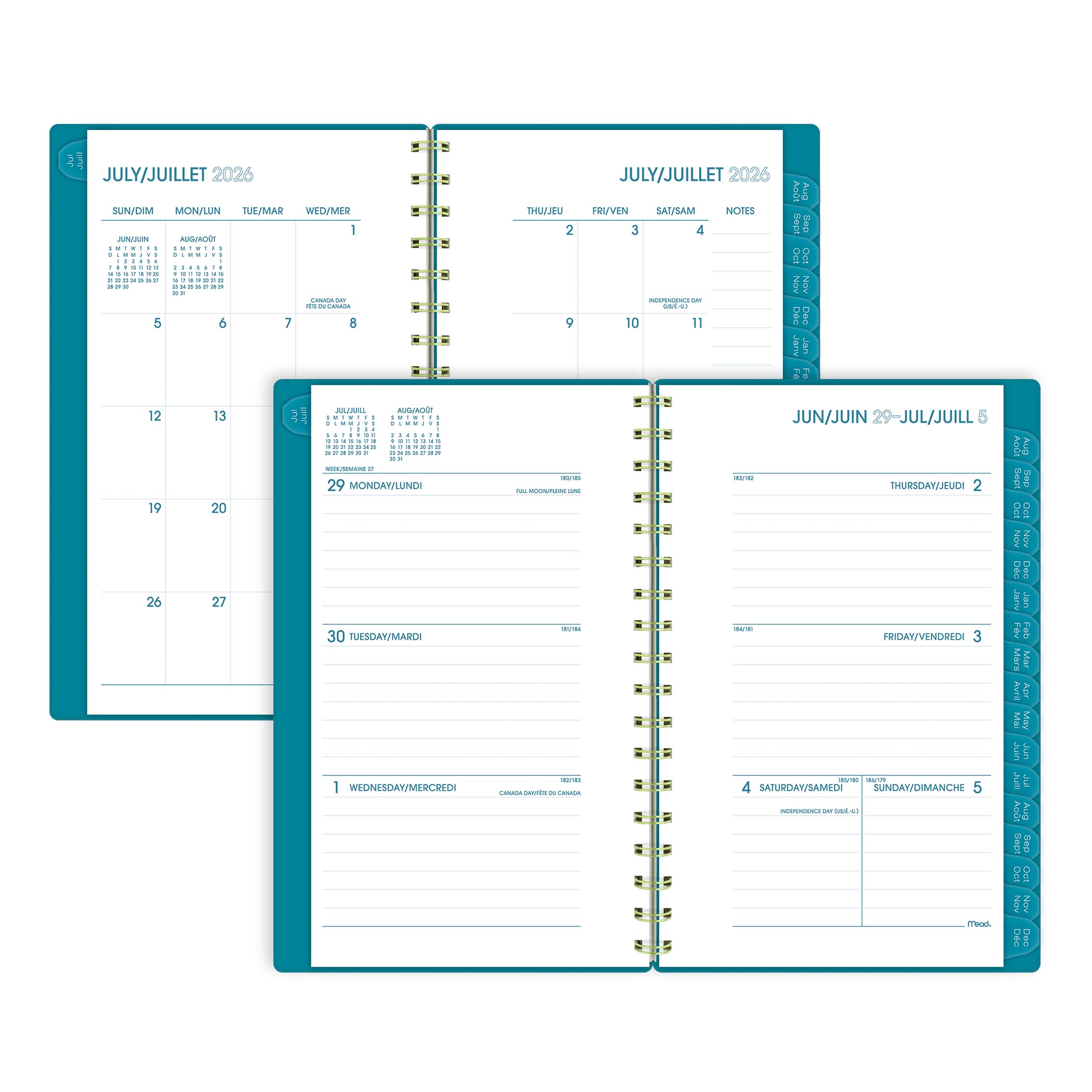 Agenda de poche hebdomadaire et mensuel Mead Teal Color Pop 2027