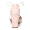 thumbnail image 3 of BLISSFUL STEP Women's Ankle Tie Block Heel Pointed Toe Dress Pumps, 3 of 7