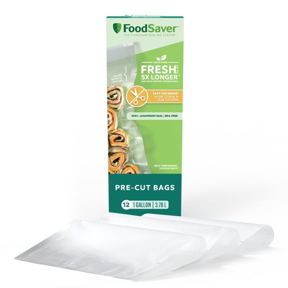 Sacs sous vide prédécoupés de 3,78 l FoodSaver, sacs sous vide faciles à utiliser, sacs sous vide aligner pour sceller et déchirer pour ouvrir