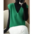 thumbnail image 3 of IMENGL Chandail Sans Manches à Col en V style Coréen Automne Hiver, Vert 2TG, Taille g-2TG, 3 of 4