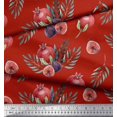 thumbnail image 3 of Soimoi Red Poly Georgette Fabric Pomegranate & Fig Fruits Print Fabric by the Yard 52 Inch Wide, 3 of 5