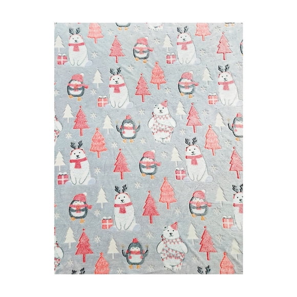 Christmas Throw Blanket with Glow-in-the-Dark Christmas Tree Snowflakes Design 50 in x 60 in 100% Polyester Soft Fuzzy Fabric